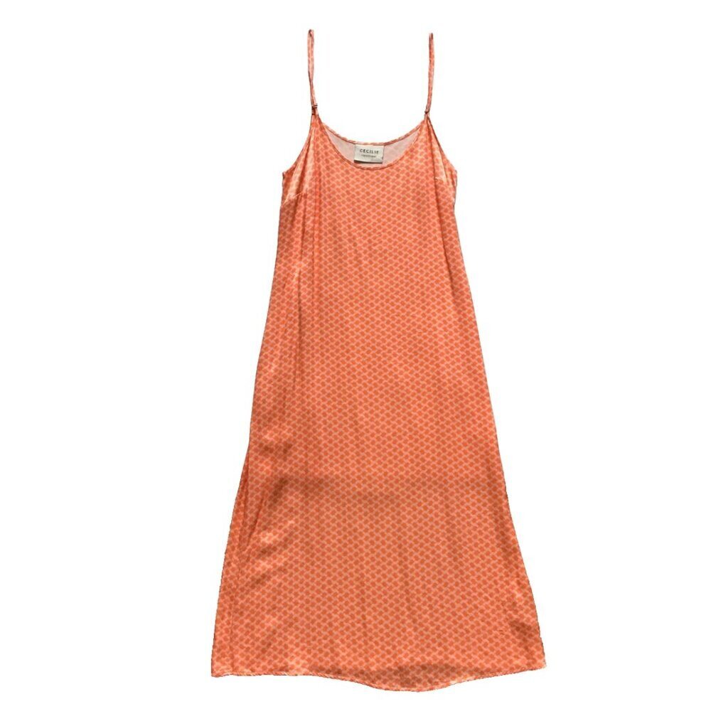 Anthropologie Cecilie Copenhagen Slip Midi Tank Dress Womens Small Orange Faith